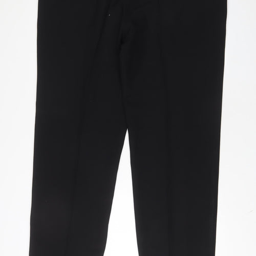Marks and Spencer Mens Black Polyester Trousers Size 44 in L35 in Regular Button - Long Leg, Pockets