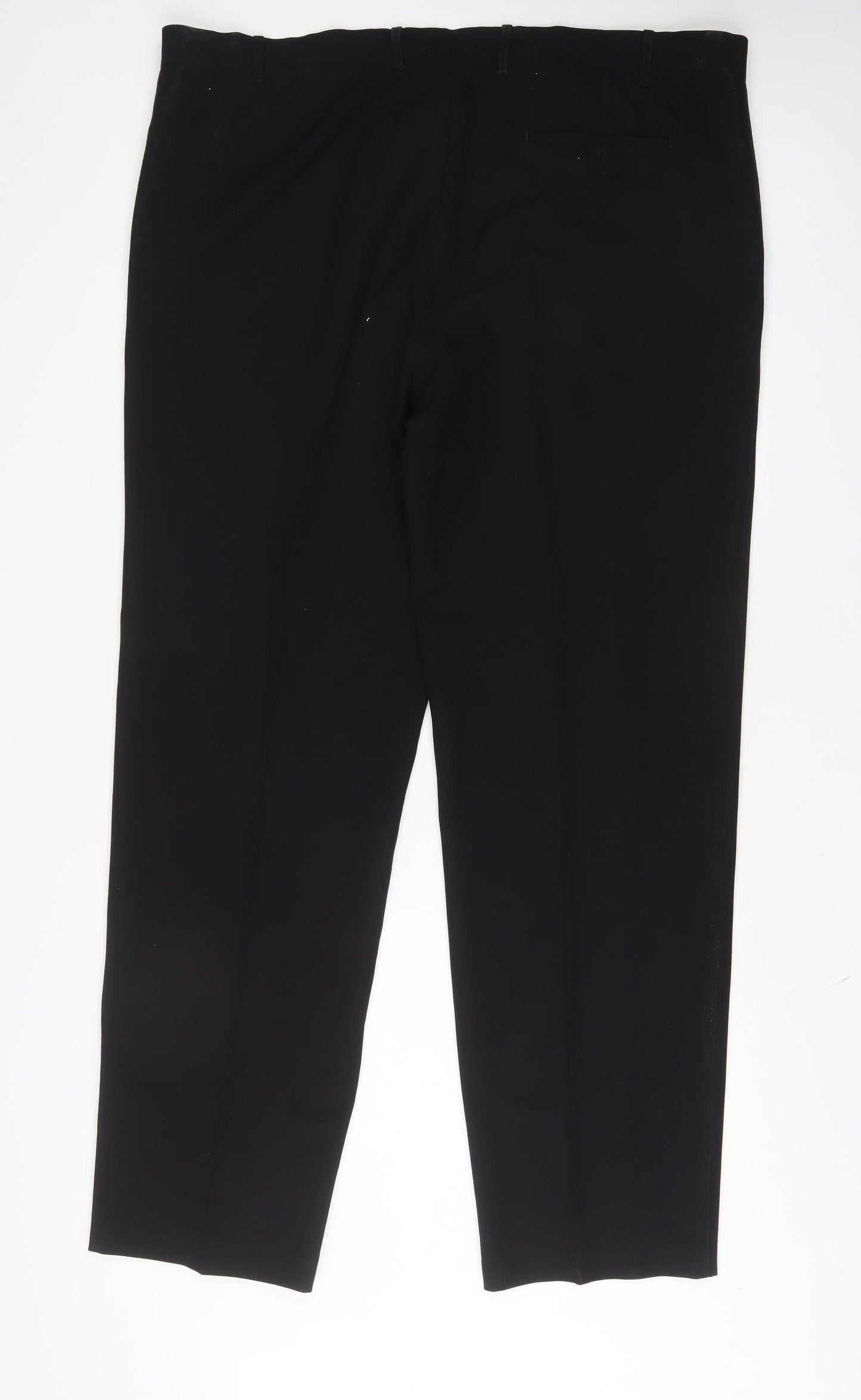 Marks and Spencer Mens Black Polyester Trousers Size 44 in L35 in Regular Button - Long Leg, Pockets
