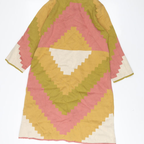 Gudnunsjoden Womens Multicoloured Geometric Cotton Jumper Dress Size S Crew Neck Pullover