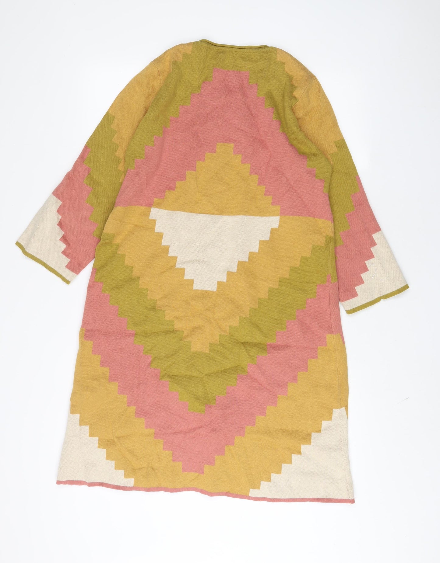 Gudnunsjoden Womens Multicoloured Geometric Cotton Jumper Dress Size S Crew Neck Pullover