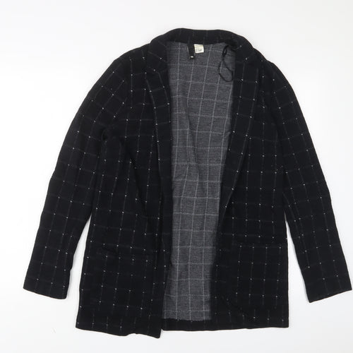 H&M Womens Black Plaid Jacket Blazer Size 8 - Open