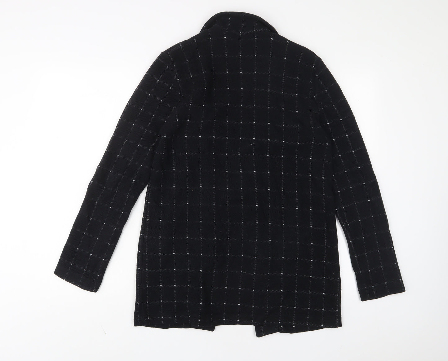 H&M Womens Black Plaid Jacket Blazer Size 8 - Open