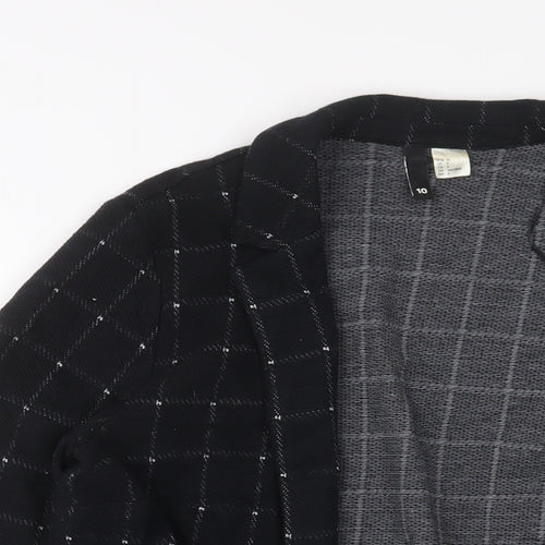 H&M Womens Black Plaid Jacket Blazer Size 8 - Open