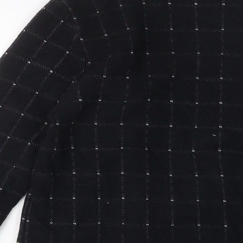 H&M Womens Black Plaid Jacket Blazer Size 8 - Open
