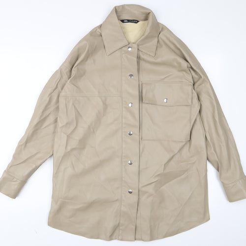 Zara Womens Beige Jacket Size S Snap