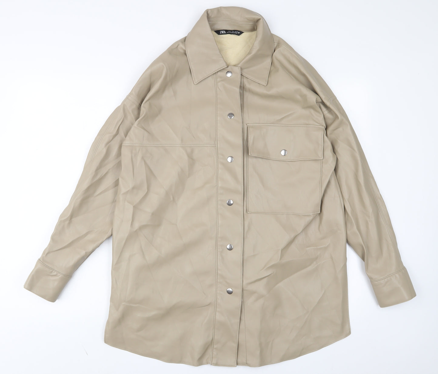 Zara Womens Beige Jacket Size S Snap