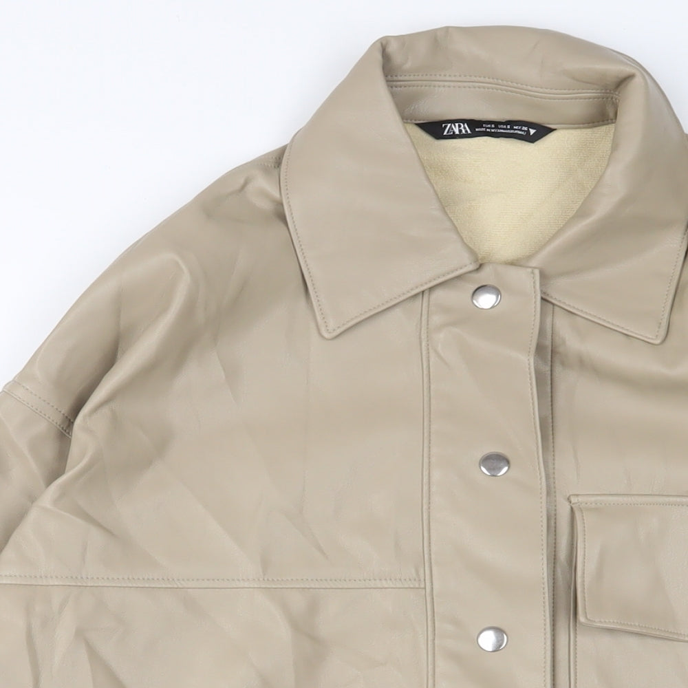 Zara Womens Beige Jacket Size S Snap