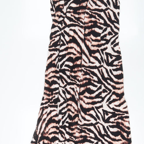 Marks and Spencer Womens Multicoloured Animal Print Viscose A-Line Size 16 V-Neck Pullover