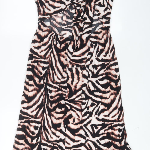 Marks and Spencer Womens Multicoloured Animal Print Viscose A-Line Size 16 V-Neck Pullover