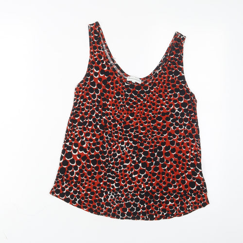 Warehouse Womens Red Animal Print Viscose Basic Tank Size 8 Scoop Neck
