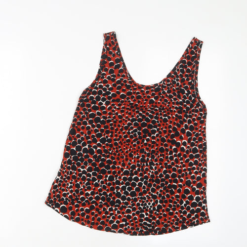 Warehouse Womens Red Animal Print Viscose Basic Tank Size 8 Scoop Neck
