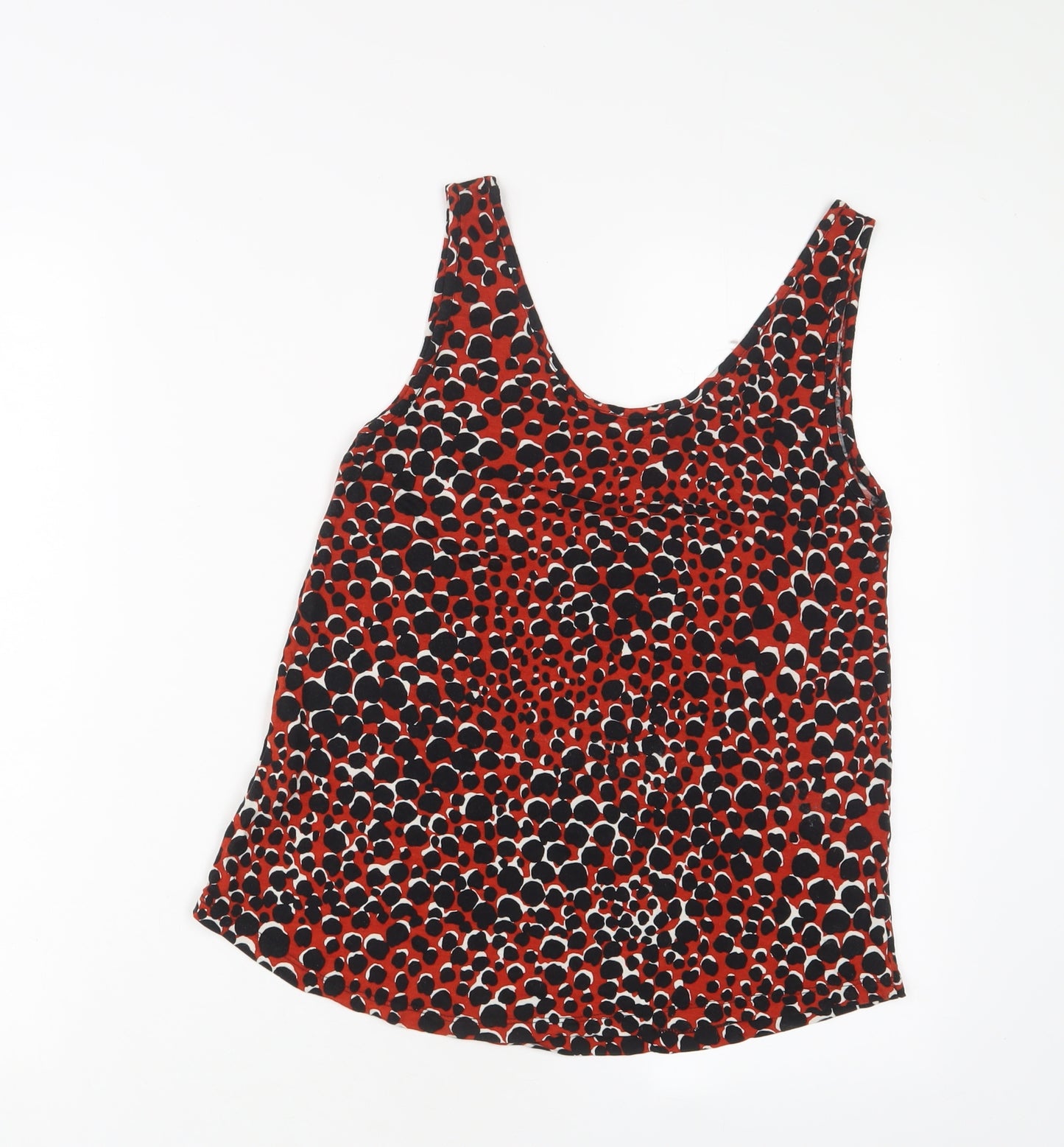 Warehouse Womens Red Animal Print Viscose Basic Tank Size 8 Scoop Neck
