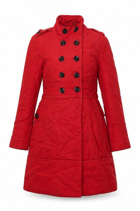 Front view of Mango women’s red jacket coat, size M, button - pockets