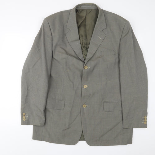 Pierro Cini Mens Grey Plaid Wool Jacket Suit Jacket Size 44 Regular - Inside pockets
