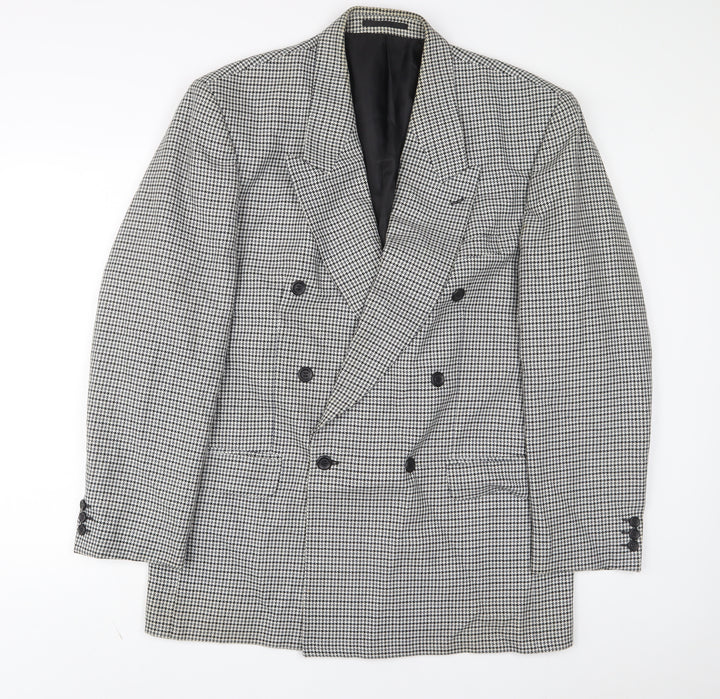 BHS Mens Grey Plaid Wool Jacket Suit Jacket Size 42 Regular
