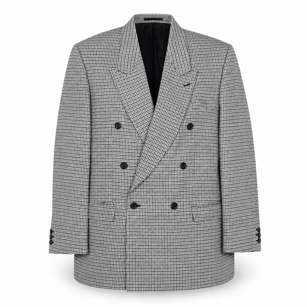 Front view of BHS men’s grey plaid wool jacket suit jacket, size 42, regular
