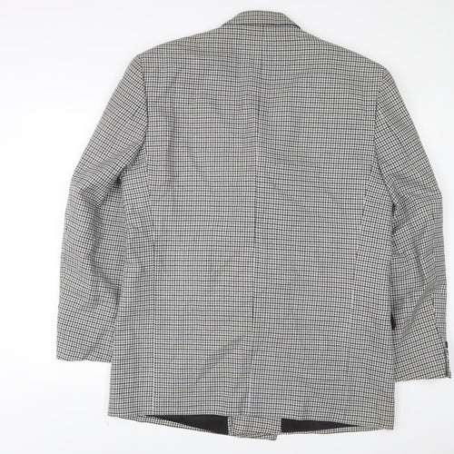 BHS Mens Grey Plaid Wool Jacket Suit Jacket Size 42 Regular