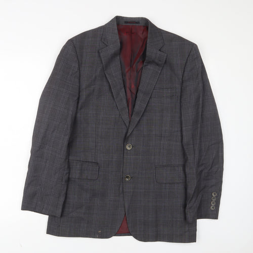 CHESTER Mens Red Plaid Wool Jacket Suit Jacket Size 38 Regular