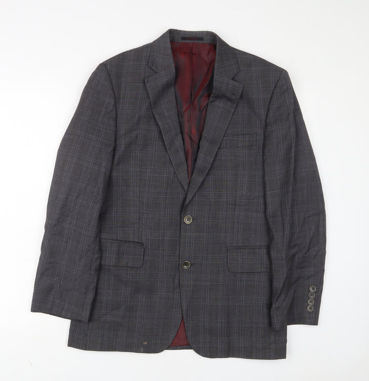 CHESTER Mens Red Plaid Wool Jacket Suit Jacket Size 38 Regular