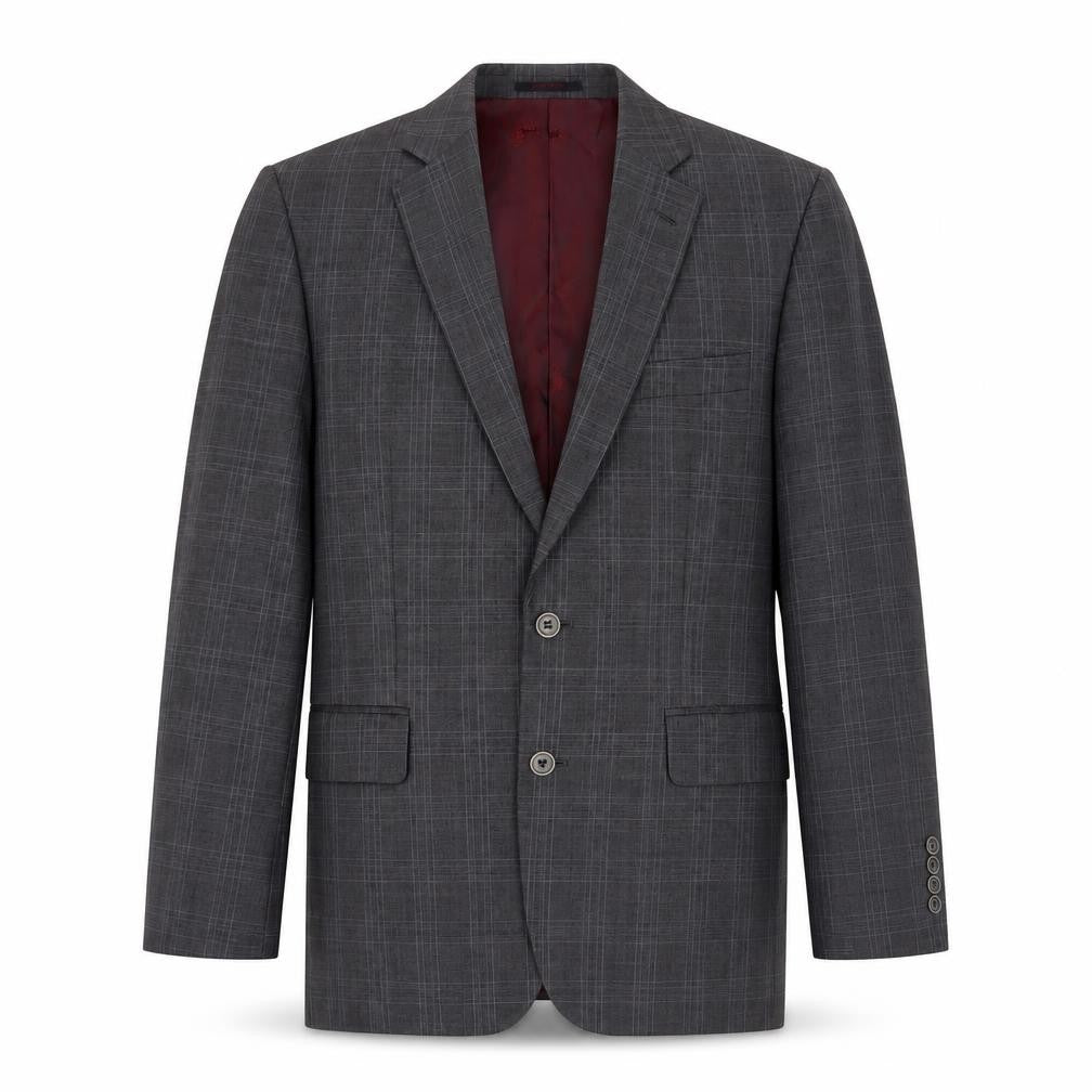 Front view of CHESTER men’s red plaid wool jacket suit jacket, size 38, regular