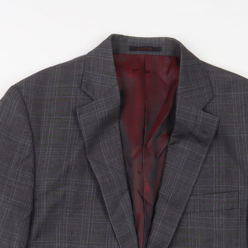 CHESTER Mens Red Plaid Wool Jacket Suit Jacket Size 38 Regular