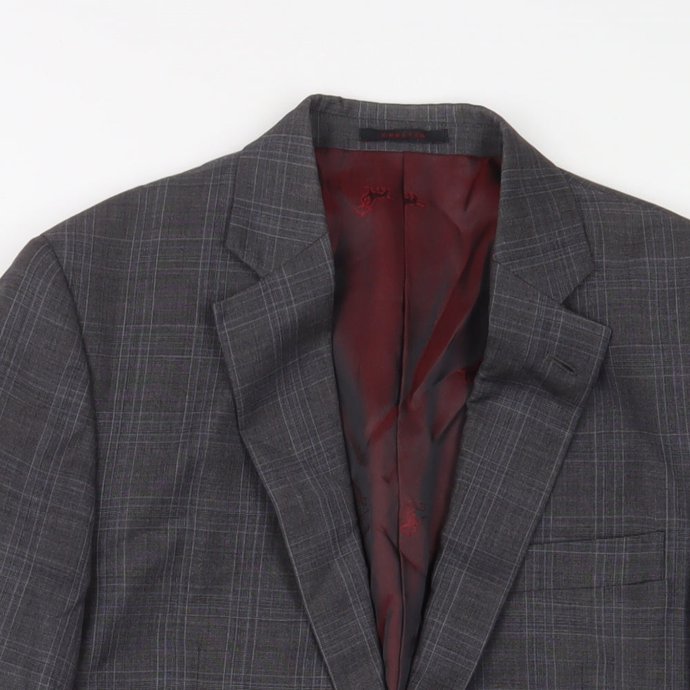 CHESTER Mens Red Plaid Wool Jacket Suit Jacket Size 38 Regular