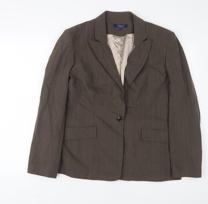 Debenhams Womens Brown Jacket Blazer Size 16 Button