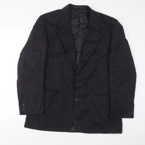 The Label Mens Grey Striped Wool Jacket Suit Jacket Size 42 Regular
