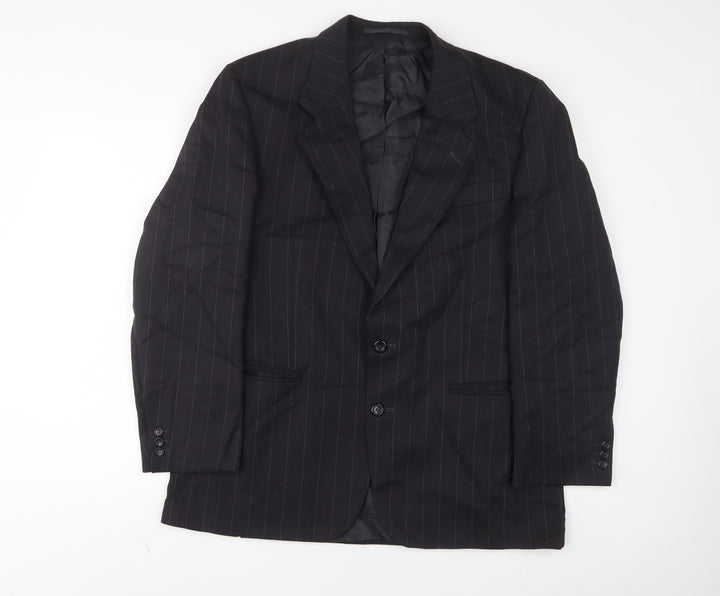 The Label Mens Grey Striped Wool Jacket Suit Jacket Size 42 Regular