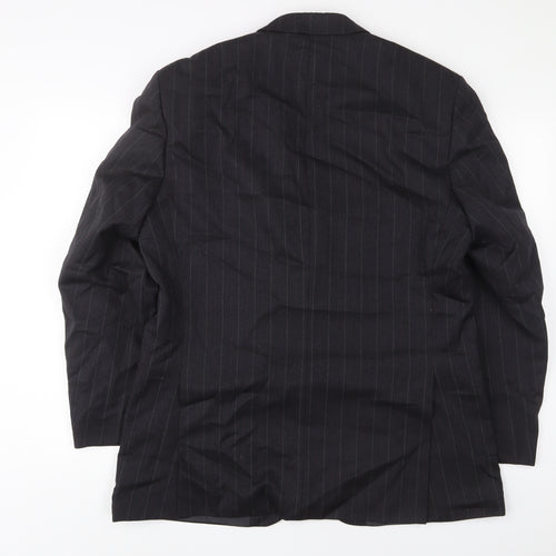 The Label Mens Grey Striped Wool Jacket Suit Jacket Size 42 Regular
