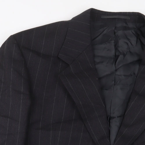 The Label Mens Grey Striped Wool Jacket Suit Jacket Size 42 Regular