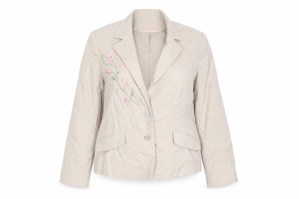 Klass Womens Beige Floral Jacket Size 16 Button - Sequins