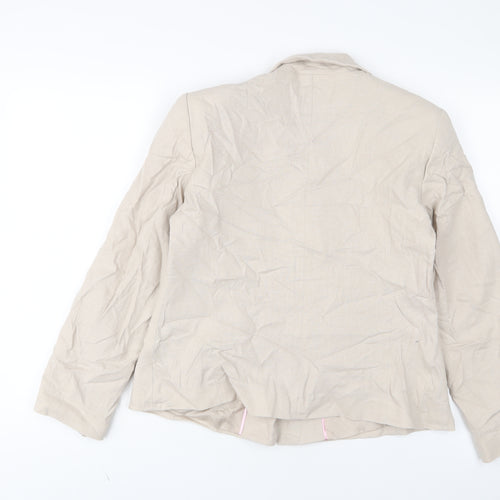 Klass Womens Beige Floral Jacket Size 16 Button - Sequins