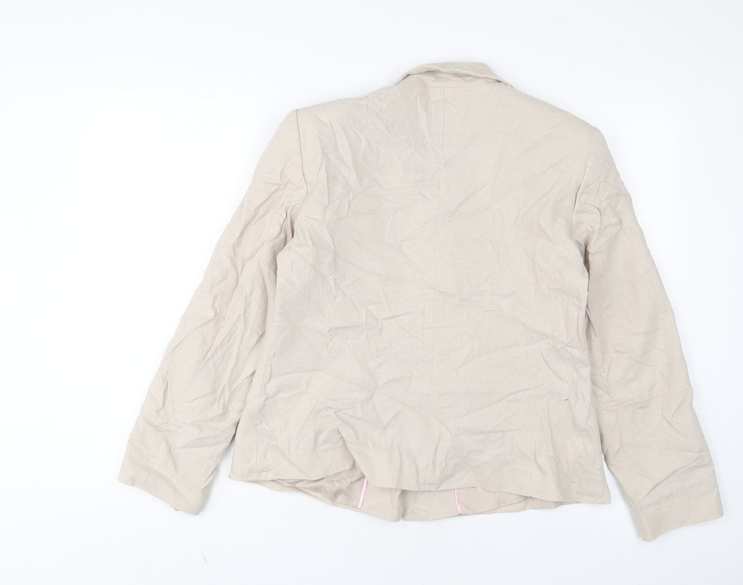 Klass Womens Beige Floral Jacket Size 16 Button - Sequins