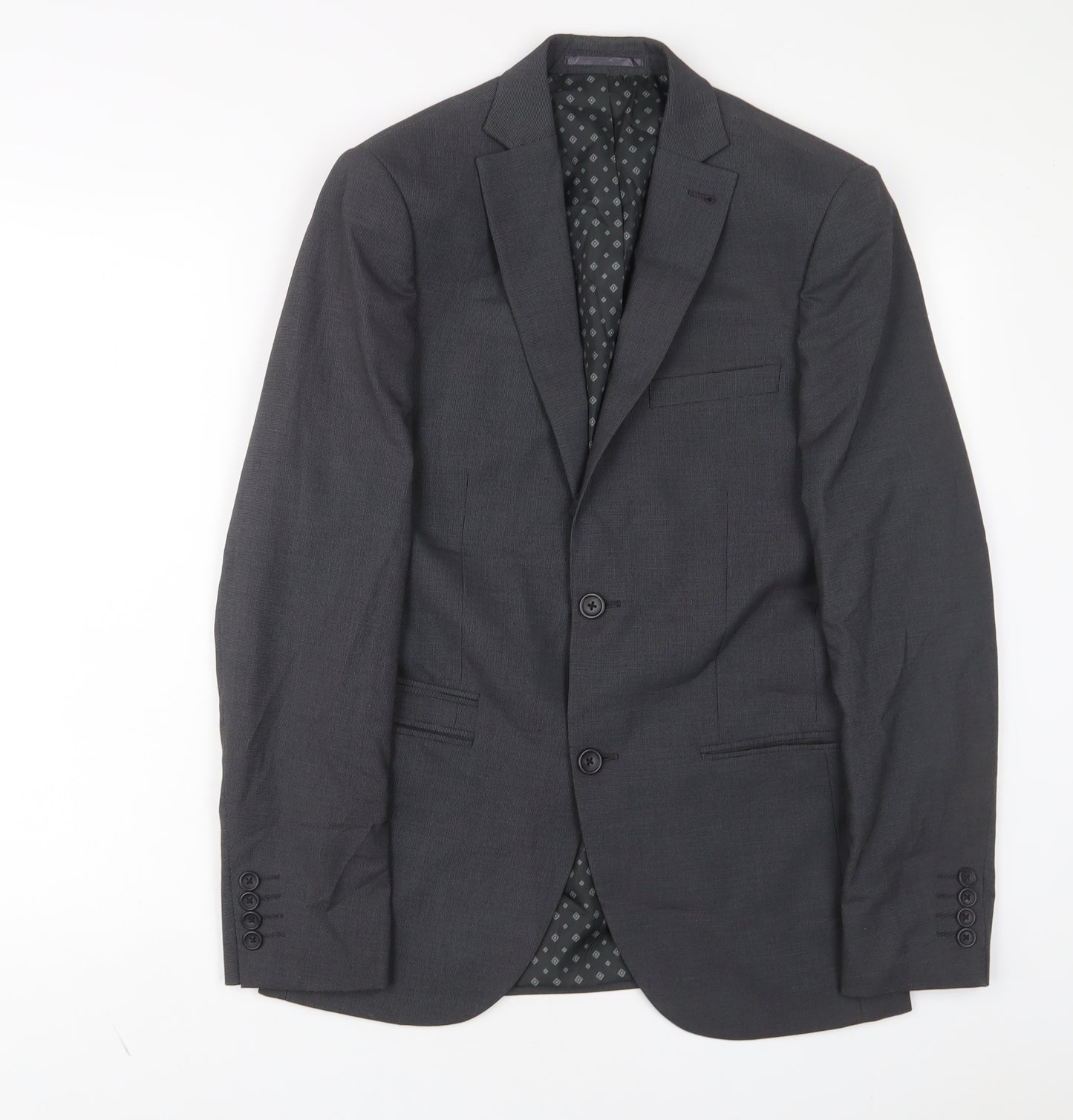 NEXT Mens Grey Polyester Jacket Suit Jacket Size 36 Regular