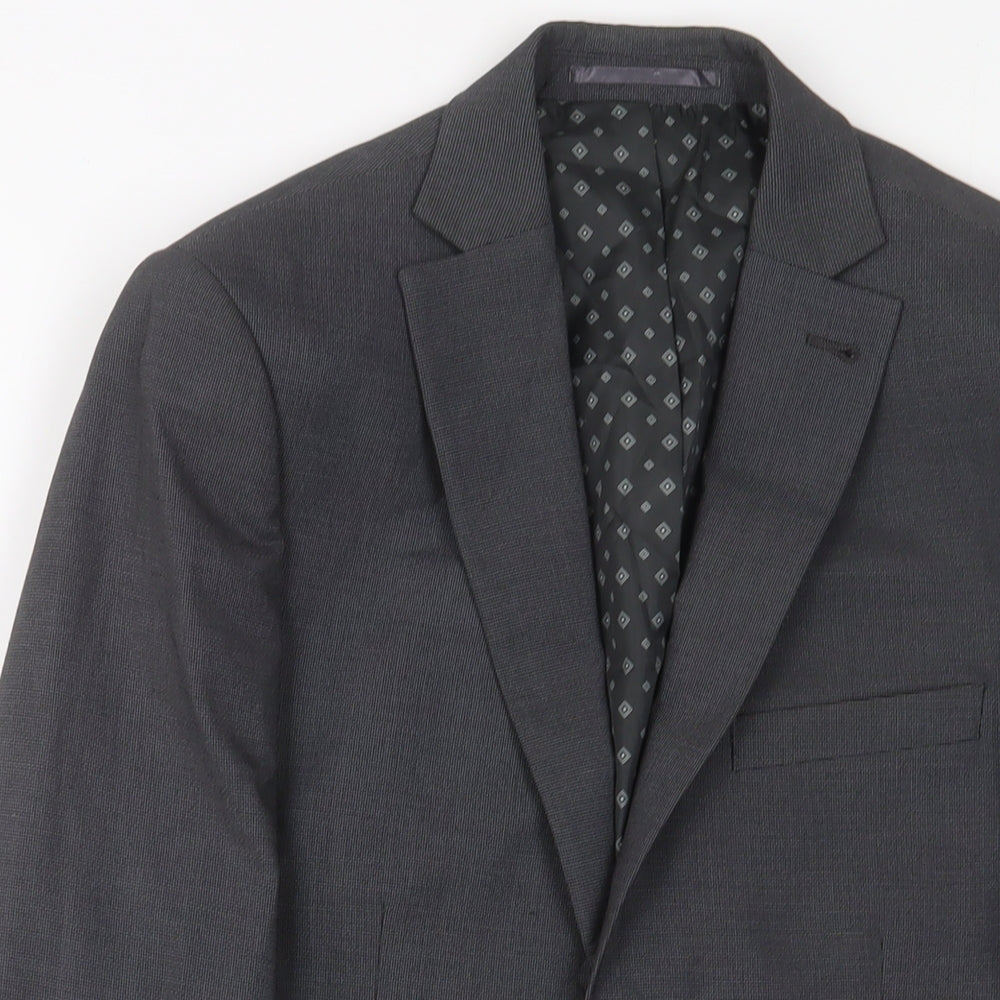 NEXT Mens Grey Polyester Jacket Suit Jacket Size 36 Regular