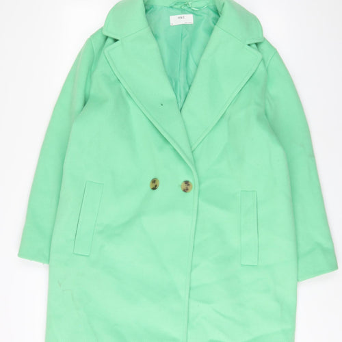 MARKS AND Womens Green Overcoat Coat Size 16 Button