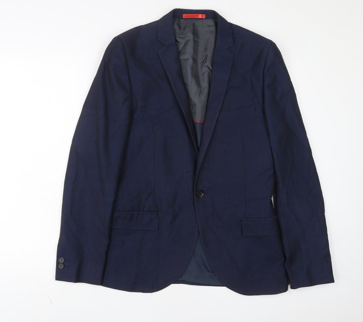 Ventuno 21 Mens Blue Polyester Jacket Suit Jacket Size 38 Regular