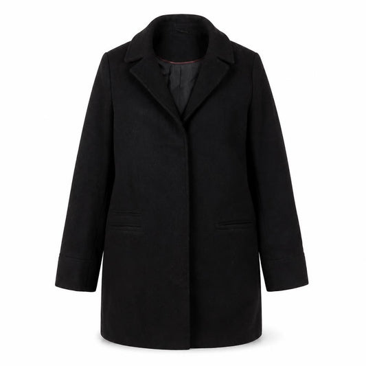 Front view of Topshop women’s black jacket, size UK 6, zip