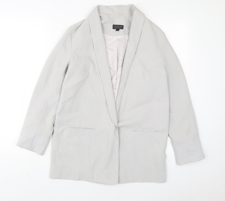 Topshop Womens Grey Jacket Blazer Size 8 Button