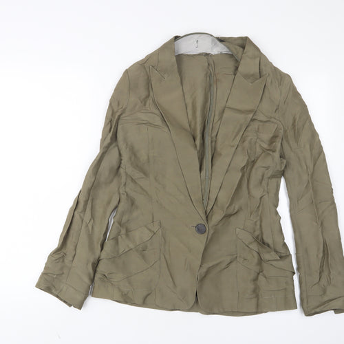 Zara Womens Green Jacket Blazer Size S Button