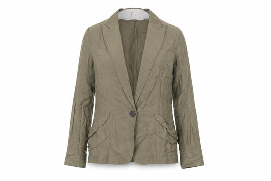 Front view of Zara women’s green jacket blazer, size S, button