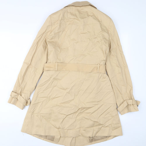 Miss Selfridge Womens Beige Overcoat Coat Size 10 Button - Belted