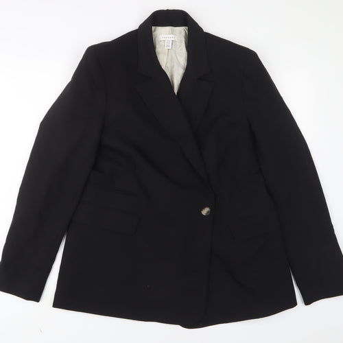 Topshop Womens Black Jacket Blazer Size 14 Button