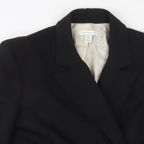 Topshop Womens Black Jacket Blazer Size 14 Button