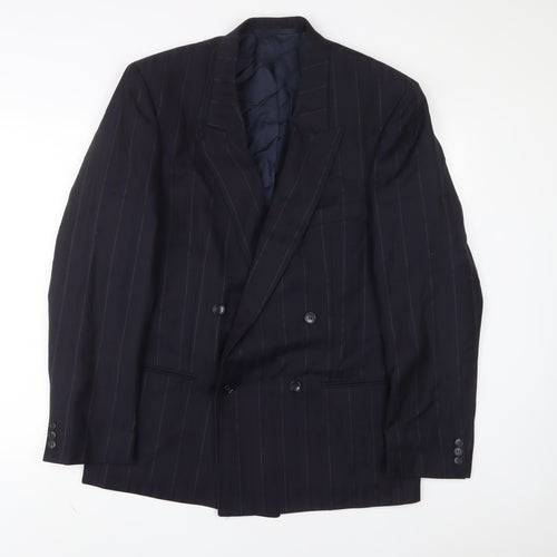 Van Girls Mens Blue Striped Wool Jacket Suit Jacket Size 42 Regular