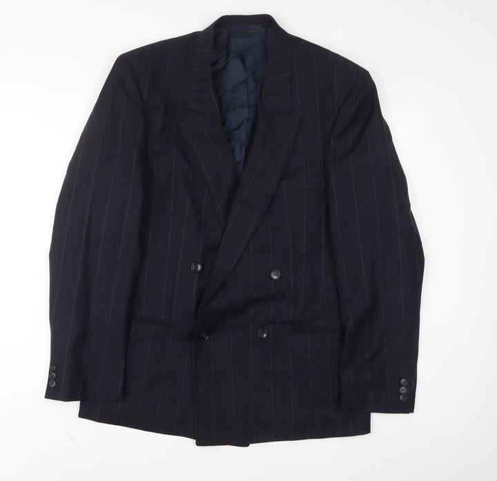 Van Girls Mens Blue Striped Wool Jacket Suit Jacket Size 42 Regular