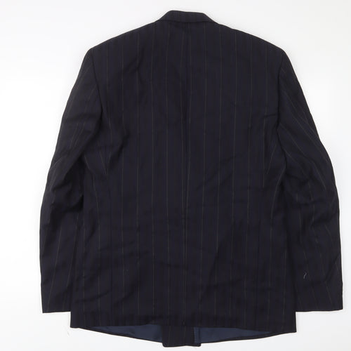Van Girls Mens Blue Striped Wool Jacket Suit Jacket Size 42 Regular