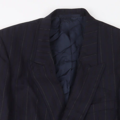 Van Girls Mens Blue Striped Wool Jacket Suit Jacket Size 42 Regular