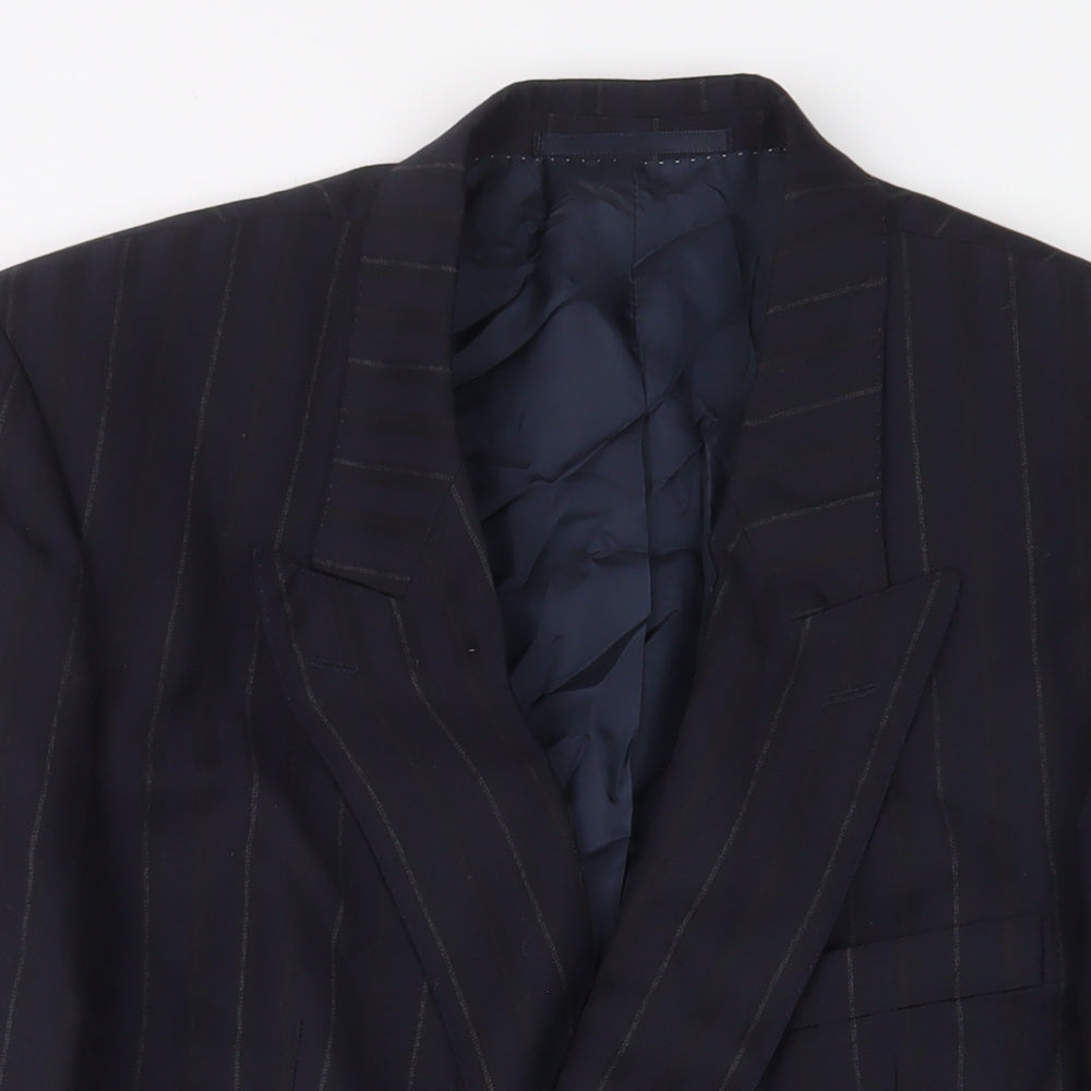 Van Girls Mens Blue Striped Wool Jacket Suit Jacket Size 42 Regular